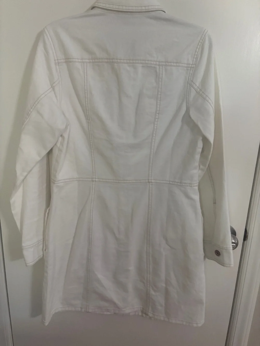 Frye White Long-Sleeve Button-Front Mini Denim Dress - Picture 7 of 10